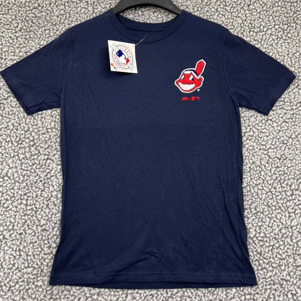 Cleveland Guardians Shirt Youth Medium 10-12 Majestic Short Sleeve Cotton New M
